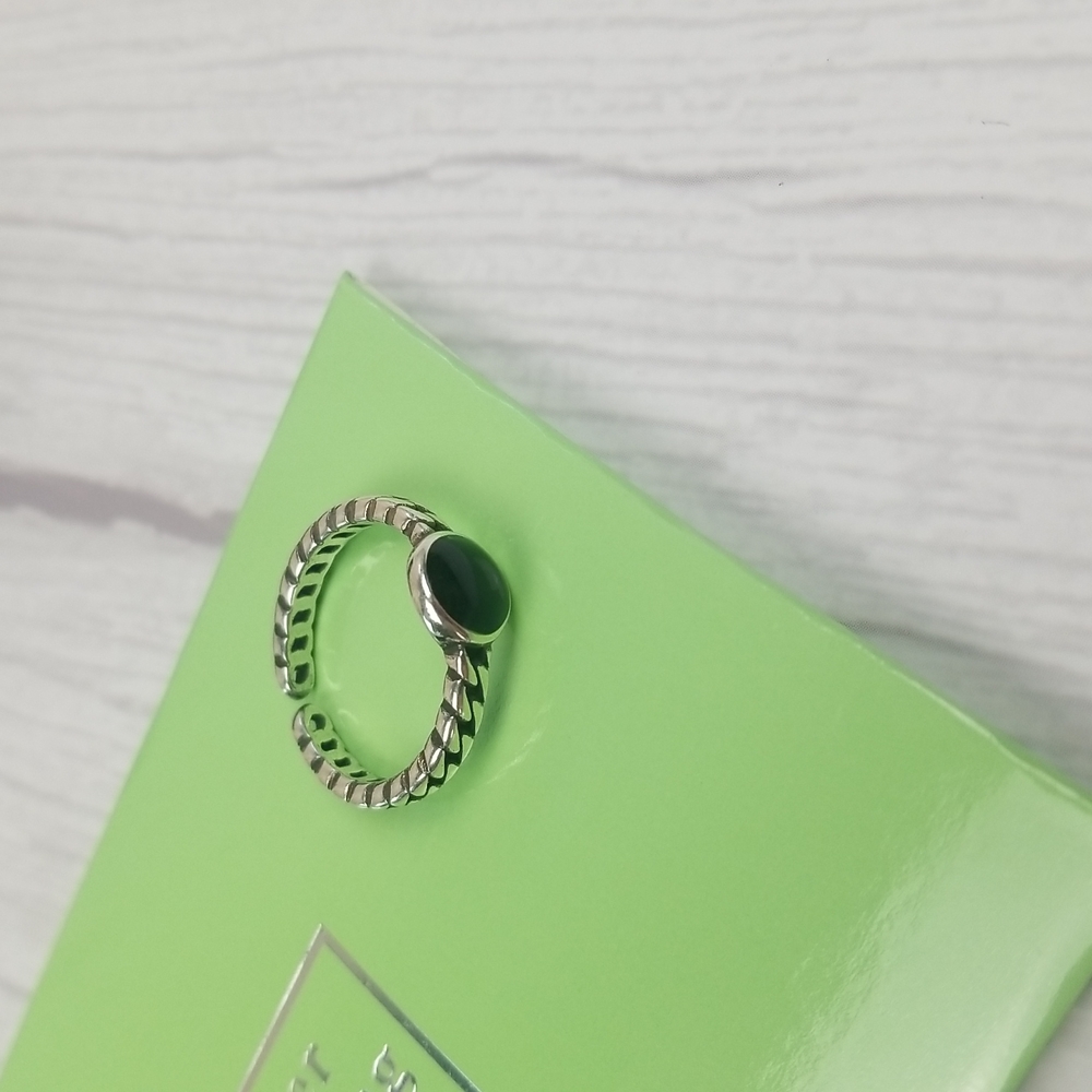 S925 Silver ring Black circle size 6